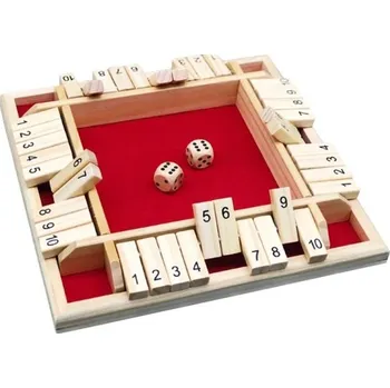 Dřevěná hračka Dřevěná číselná hra 22 x 22 x 3 cm Kostková stolní hra pro 4 hráče Otočné číslice Strategická rodinná hra se dřevěnými dílky červená