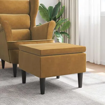 Stolička vidaXL Stolička s dřevěnými nohami hnědá samet