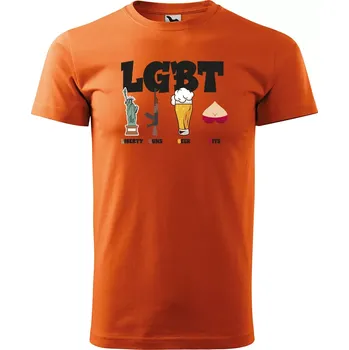 Pánské oblečení Sablio Tričko s potiskem LGBT - oranžové M