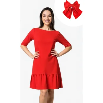 Dámské šaty CityZen - ADA Dámské šaty červené bez kapes + mašle 46