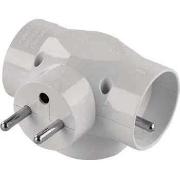Elektrická zásuvka Rozbočovací zásuvka - kulatá, 3 zásuvky, bílá
