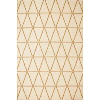 Koberec 120x160 cm KOBEREC ŠŇŮRKOVÝ S KOSOČTVERCOVÝMI PROUŽKY BÉŽOVÝ