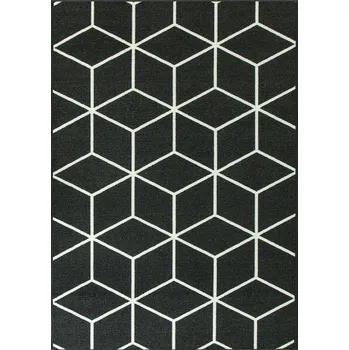 Koberec KOBEREC PROTIKLOUZAVÝ TMAVĚ ŠEDÝ DO OBÝVÁKU GRAFITOVÝ CUBES 120x200 cm
