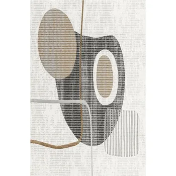 Koberec KOBEREC DO POKOJE ŠEDÝ KRÉMOVÝ LESKLÝ ZLATÝ GEOMETRIE VERANO 140x190 cm