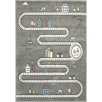 Koberec KOBEREC PASTELOVÝ DO DĚTSKÉHO POKOJE ULICE MĚSTO SILNICE LIMA 100x150 cm
