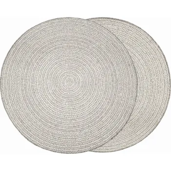 Koberec Průměr 120 cm KULATÝ OBOUSTRANNÝ KOBEREC BRUSSELS ŠEDÝ ŠŇŮRKOVÝ KRÉM NA TERASU