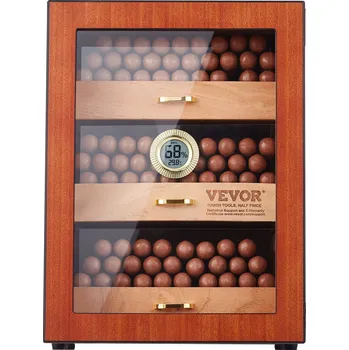 Humidor Vevor Humidor na doutníky 100–150 ks, cedr, digitální zvlhčovač a vlhkoměr