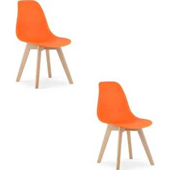 Jídelní židle Set dvou jídelních židlí KITO oranžové / naturální nohy (2 ks)
