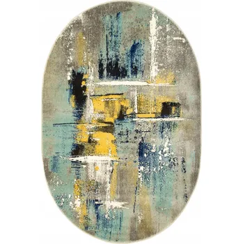 Koberec OVÁLNÝ KOBEREC DO LOŽNICE S PRUHY ŠEDO-TYRKYSOVÝ VICTORIA 160x230 cm