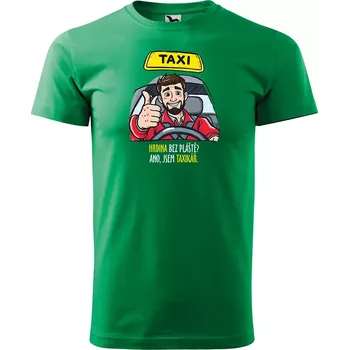 Pánské tričko Sablio Tričko s potiskem pro taxikáře Hrdina bez pláště? Ano, jsem taxikář - zelené 2XL