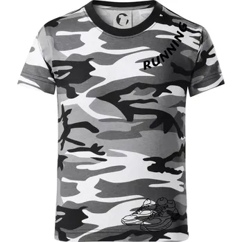 Chlapecké tričko Running nápis šikmo - Dětské maskáčové triko - 134 cm/8 let ( Šedý maskáč )