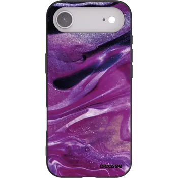 Pouzdro na mobilní telefon Picasee silikonový černý obal pro Apple iPhone Air - Purple glitter