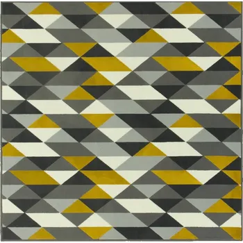 Koberec 120x170 cm HOŘČICOVÝ KOBEREC TROJÚHELNÍKY ŠEDÁ ŽLUTÁ