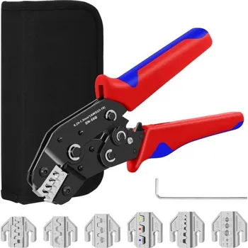 Krimpovací kleště Sada krimpovacích nástrojů SN-58B se 6 čelistmi pro krimpovací svorky Dupont JST MOLEX neizolované i předizolované dutinky a konektory