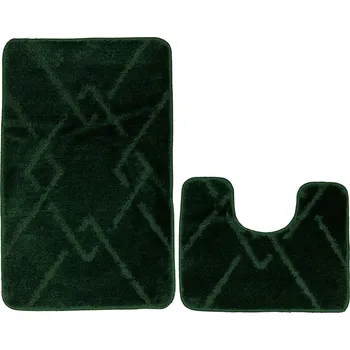 Obraz 2dílná SADA protiskluzových KOUPELNOVÝCH PŘEDLOŽEK Moreno – zelené proužky a lístky