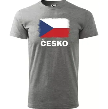 Pánské tričko Sablio Tričko s potiskem Česko - šedé 2XL