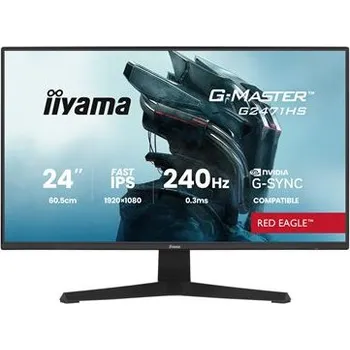 Monitor iiyama G-MASTER Red Eagle G2471HS-B1 - LED monitor - hraní her - 24" - 1920 x 1080 Full HD (1080p) @ 240 Hz - Fast IPS - 350 cd m? - 1000:1 - 0.3 ms - HDMI, DisplayPort - reproduktory - cerná, matná
