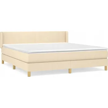 Postel Kontinentální postel 203 x 163 x 78/88 cm krémová s matrací 160 x 200 x 20 cm