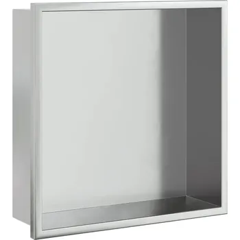 Sprchová vanička Nika do sprchy z nerezové oceli, kartáčovaná stříbrná, 32x32x9 cm