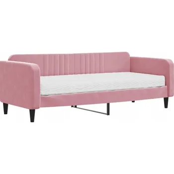 Pohovka Růžová pohovka s matrací 223 x 100 x 75 cm, samet 2-v-1