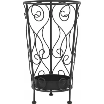 Stojan na deštník Stojan na deštníky kovový vintage s detaily, černý 26 x 46 cm