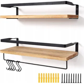 police 2 nástěnné POLICE závěsné do kuchyně, koupelny, s relingem na náčiní, hrnky, ručníky