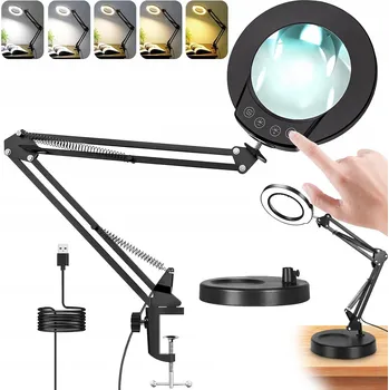 Lampička LED stolní lampa s LUPou, kosmetická Sklo zvětšovací, lampička pro kreslení