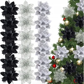 Vánoční dekorace 18 KS VÁNOČNÍ HVĚZDA NA VÁNOČNÍ STROMEČEK KVĚTINY DEKORACE VÁNOČNÍ HVĚZDA OZDOBA DEKORACE