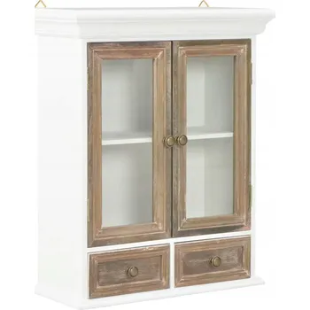 Komoda Víceúčelová závěsná skříňka ve francouzském stylu, hnědo-bílá, 49x22x59 cm