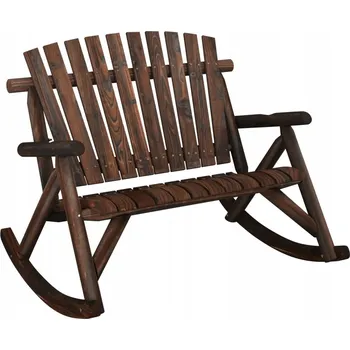 Zahradní lavice Dřevěná Houpací Lavička Adirondack, masivní smrkové dřevo, 123 x 96 x 102 cm, Op