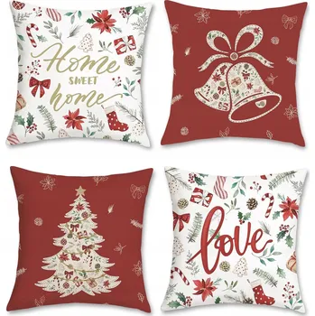 Povlak na dekorativní polštářek Povlak na polštář 4x VÁNOČNÍ POVLAKY ČERVENÉ VINTAGE 45 x 45 cm