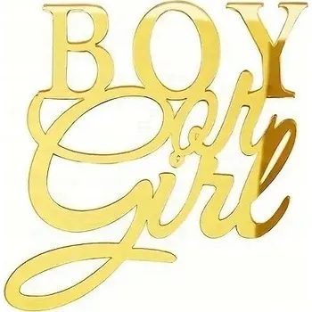 Obraz Id_5191 ZLATÝ AKRYLOVÝ TOPPER NA BOK DORTU BOY OR GIRL CAKE DORT BABY SHOWER
