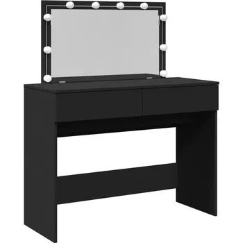 Toaletní stolek Toaletní Stolek se zrcadlem a LED osvětlením, 2 zásuvky, 100 x 40 x 120 cm, černý