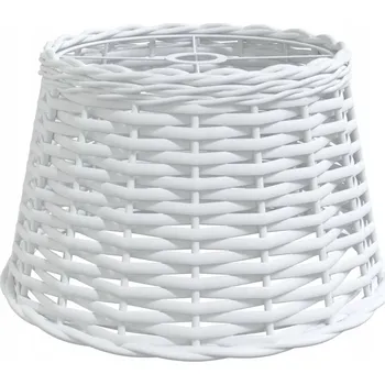 Obraz Stínidlo na závěsnou lampu z proutí a železného držáku, bílé, 38 x 23 cm