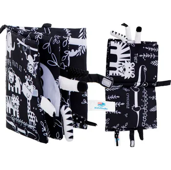 Hračka pro nejmenší Měkká smyslová kniha s ocásky - zvířecí safari