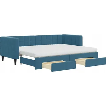 Pohovka Modrá rozkládací pohovka 2 v 1 se zásuvkami, 223 x 90 x 68 cm