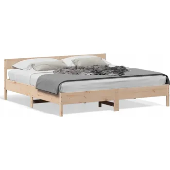 Postel Dřevěná borovicová postel 205,5x205,5x71,5 cm, neošetřená, bez matrace