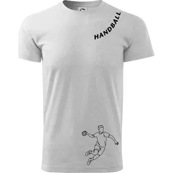 Pánské tričko Handball nápis šikmo - Triko extra velké (5-8XL) - 6XL ( Světlešedý Melír )