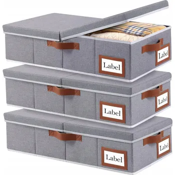 Úložný box 3X ÚLOŽNÝ BOX POD POSTEL 60x30x15cm OBAL NA OBLEČENÍ SKLÁDACÍ TAŠKA NA DEKY