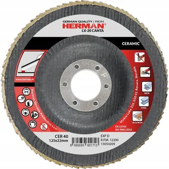 Brusný kotouč Lamelový kotouč HERMAN LX-20 Canta 125mm, P40, ceramic 10ks