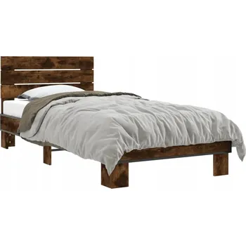 Postel Rám postele 203 x 93 x 81 cm v barvě kouřového dubu s čelem