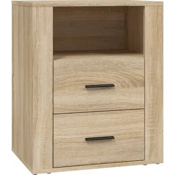 Noční stolek Noční stolek se 2 zásuvkami a policí, dub sonoma, 50x36x60 cm