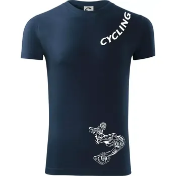 Pánské tričko Cycling nápis šikmo - Viper FIT - Pánské zůžené tričko - S ( Námořní modrá (velmi tmavá - téměř černá) )