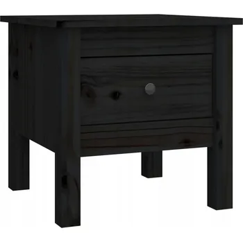 Konferenční stolek Stolek z masivního borovicového dřeva se zásuvkou, černý, 40x40x39 cm