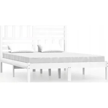 Postel Bílý rám postele z masivního borovicového dřeva 205,5 x 146 x 100 cm