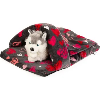 Pelíšek pro psa Pelíšek - "pantofel" šedá/červená srdce Velikost matrací 68x50cm