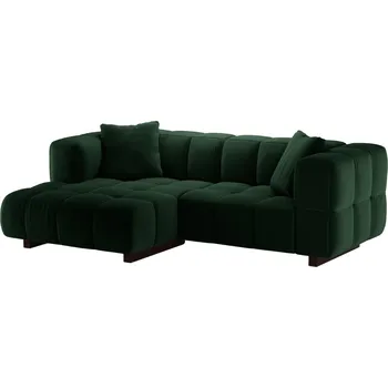 Pohovka Micadoni Lahvově zelená sametová rozkládací pohovka Puma 260 cm, levá