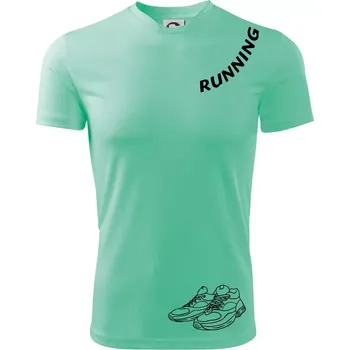Running nápis šikmo - Dětské triko sportovní (dresovina) - 146 cm/10 let ( Mátová )