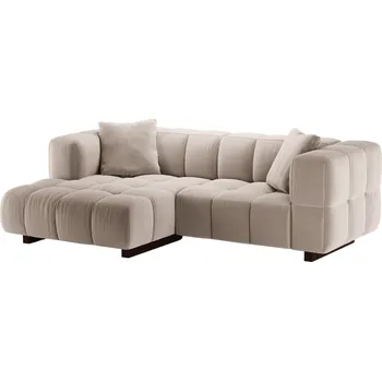 Pohovka Micadoni Béžová sametová rozkládací pohovka Puma 260 cm, levá