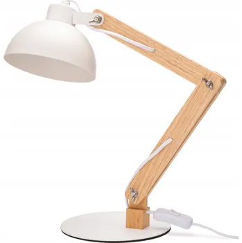 Lampička Dřevěná stolní lampička E27, matná bílá